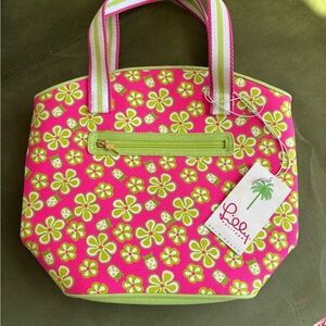 Lilly Pulitzer Pink and Lime Floral Canvas Tote